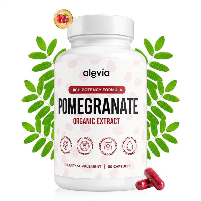 (3 PACK) Alevia Pomegranate Capsules Organic Extract Antioxidant 180 Capsules