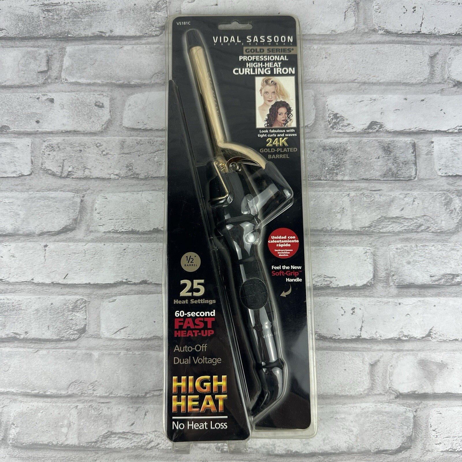 Vidal Sassoon Pro 24k Gold Series High Heat VS181C Curling Iron 1/2″ Barrel