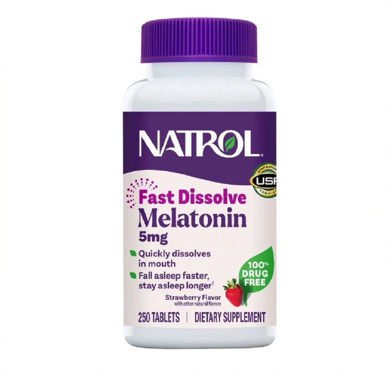 Natrol Melatonin 5 Mg Fast Dissolve 250 Strawberry Tablets EXP 11/27