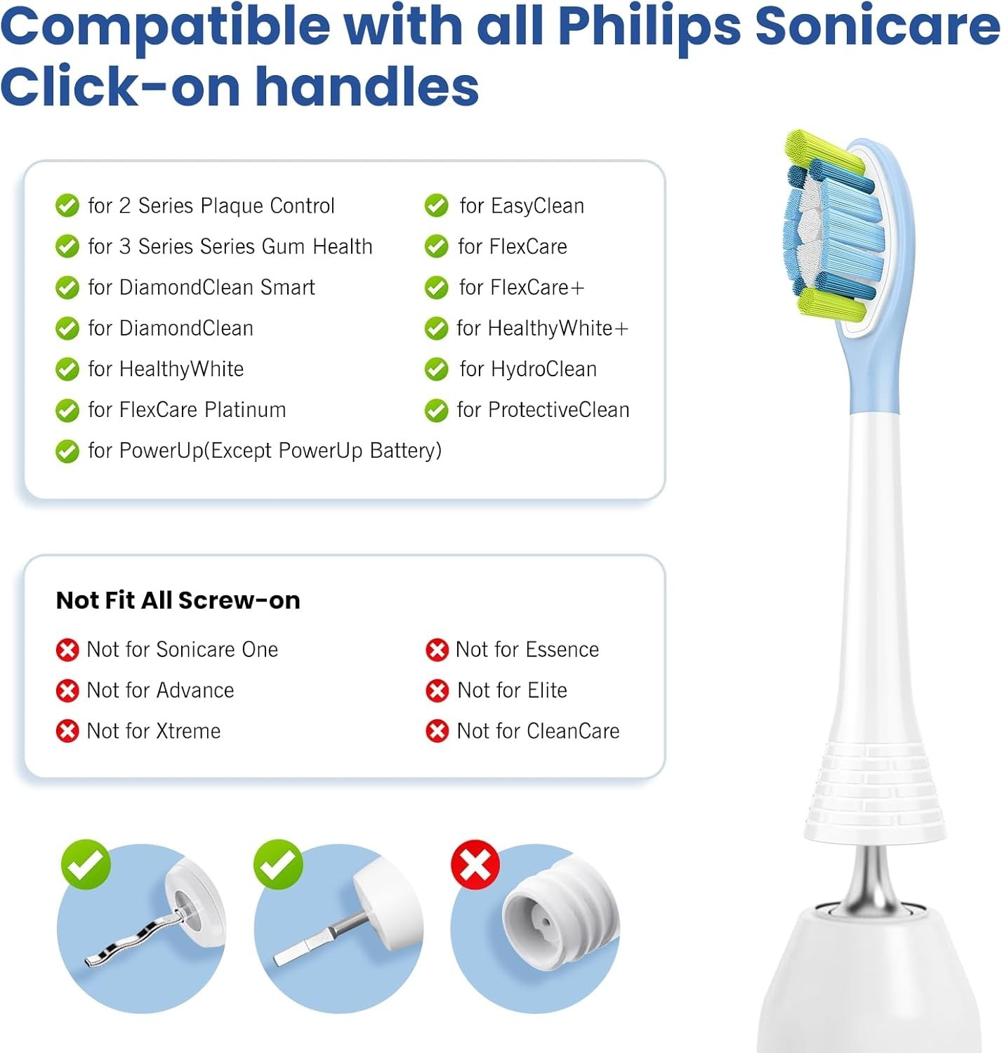 Replacement Toothbrush Heads Compatible with Phillips Sonicare Snap-on 16pc Pack