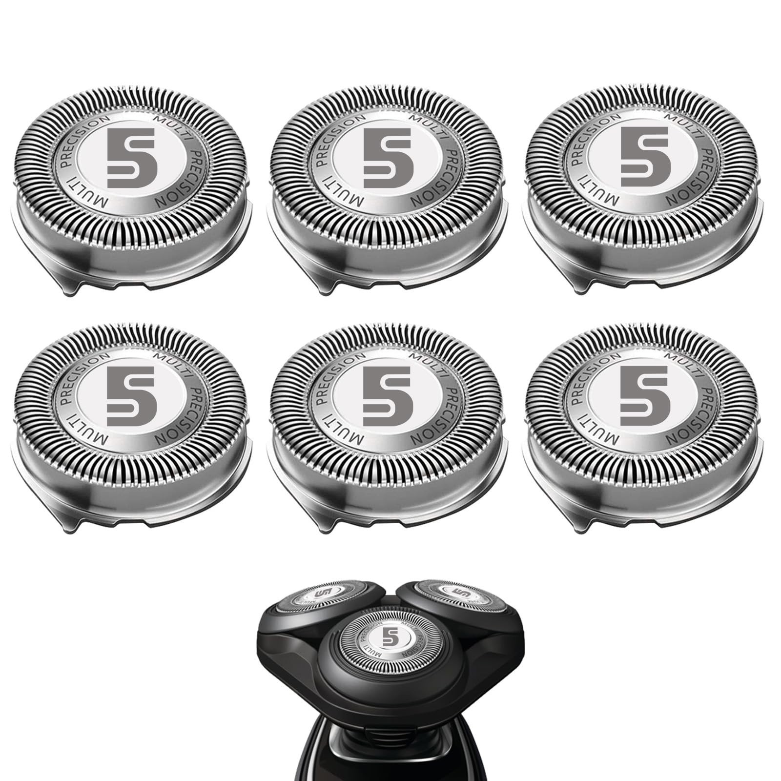 Replacement Heads for Philips Norelco 5000 Shaver – 6 Pack Compatible Blades SH5