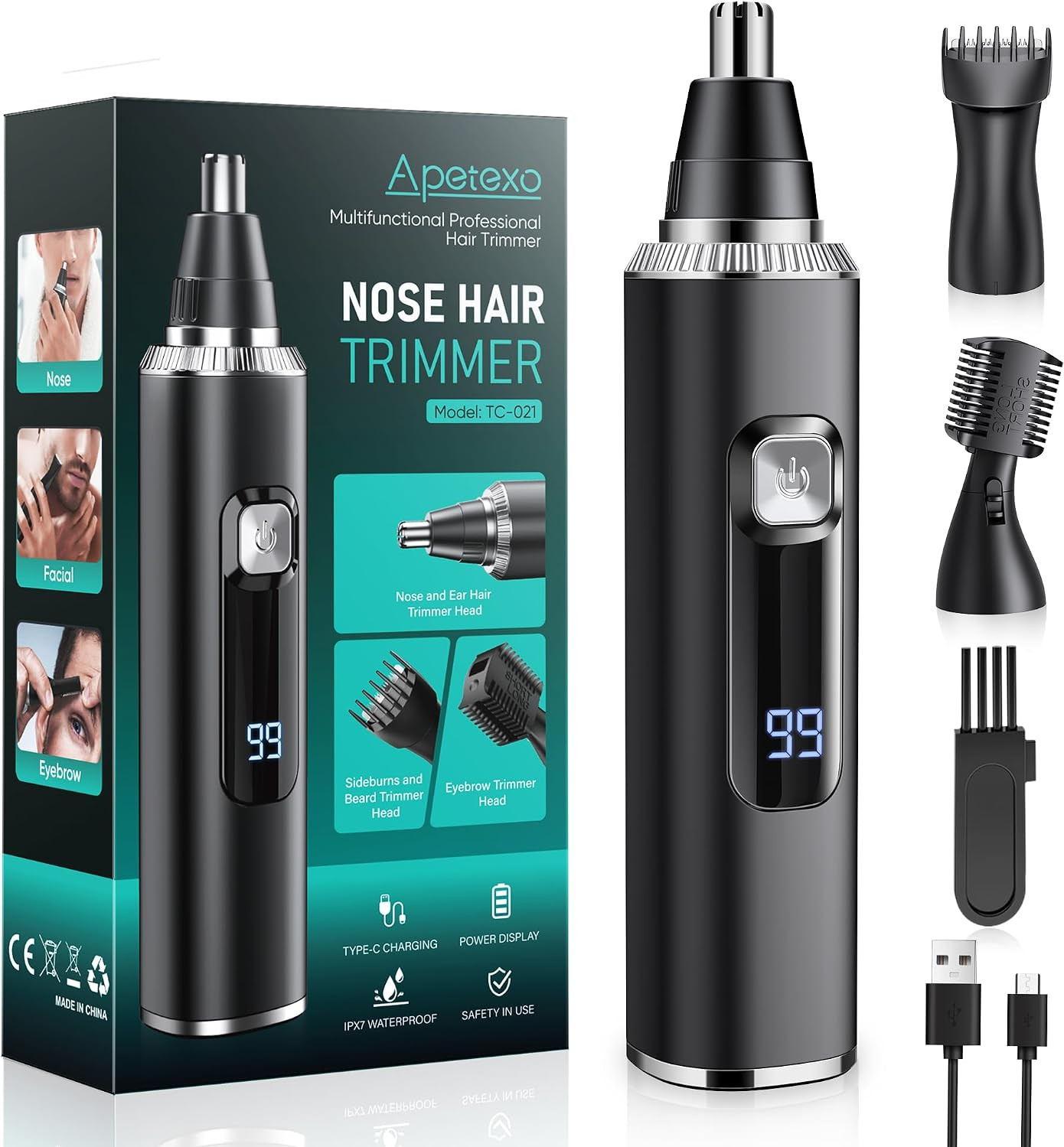 Nose Hair Trimmer for Men and Women, Type-C Rechargeable Precision Groomer