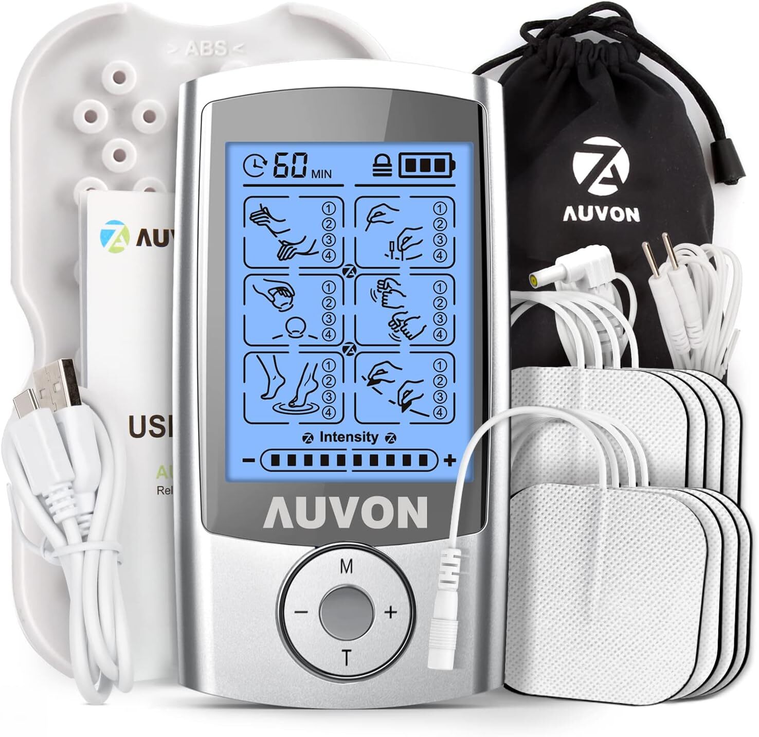 Estimulador Muscular Con Unidad Tens Recargable, 24 Modos, Maquina Tens De 4.ª