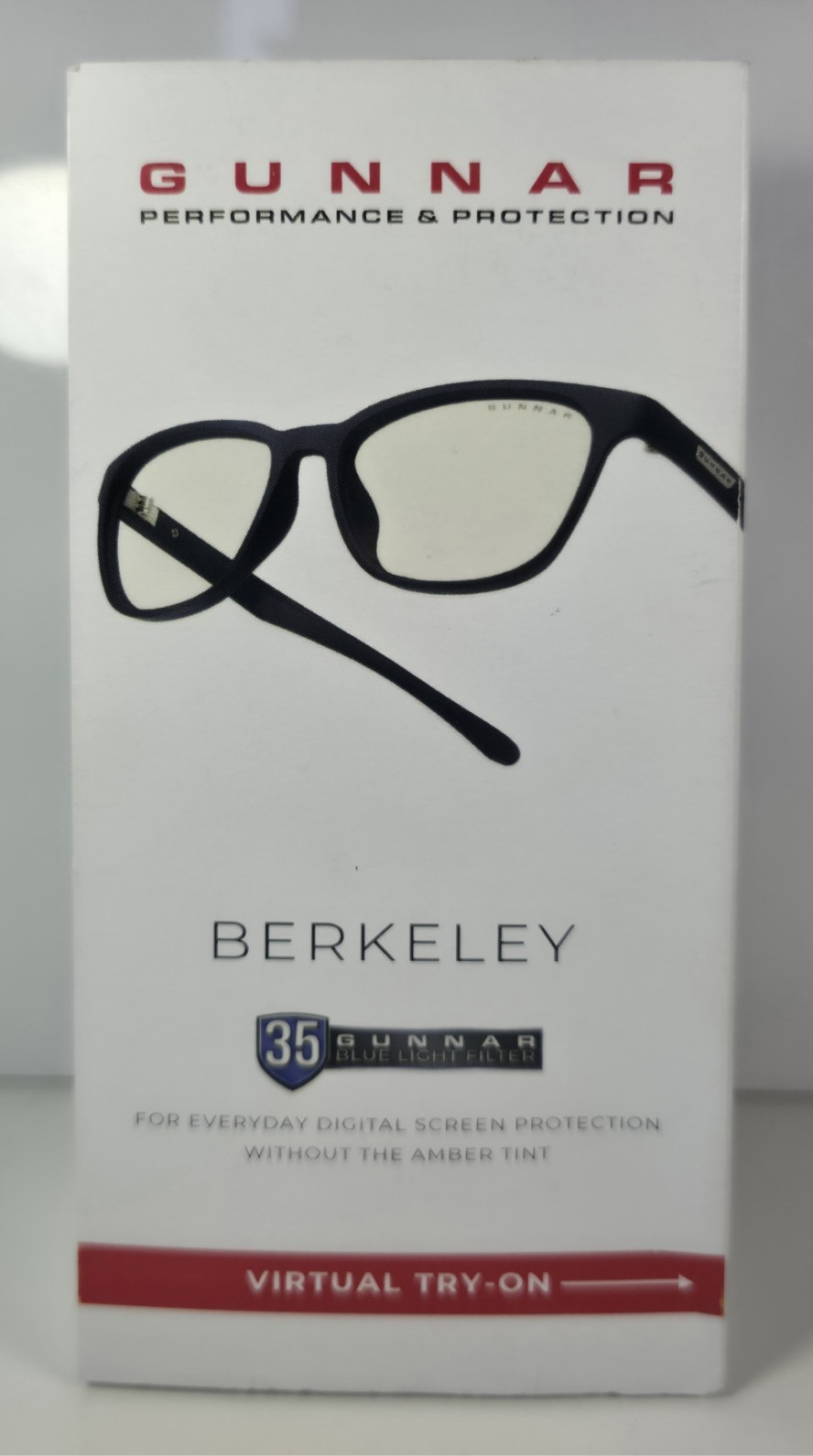 GUNNAR Berkeley Blue Light Filter Glasses Onyx Frame Clear Lens Rectangle