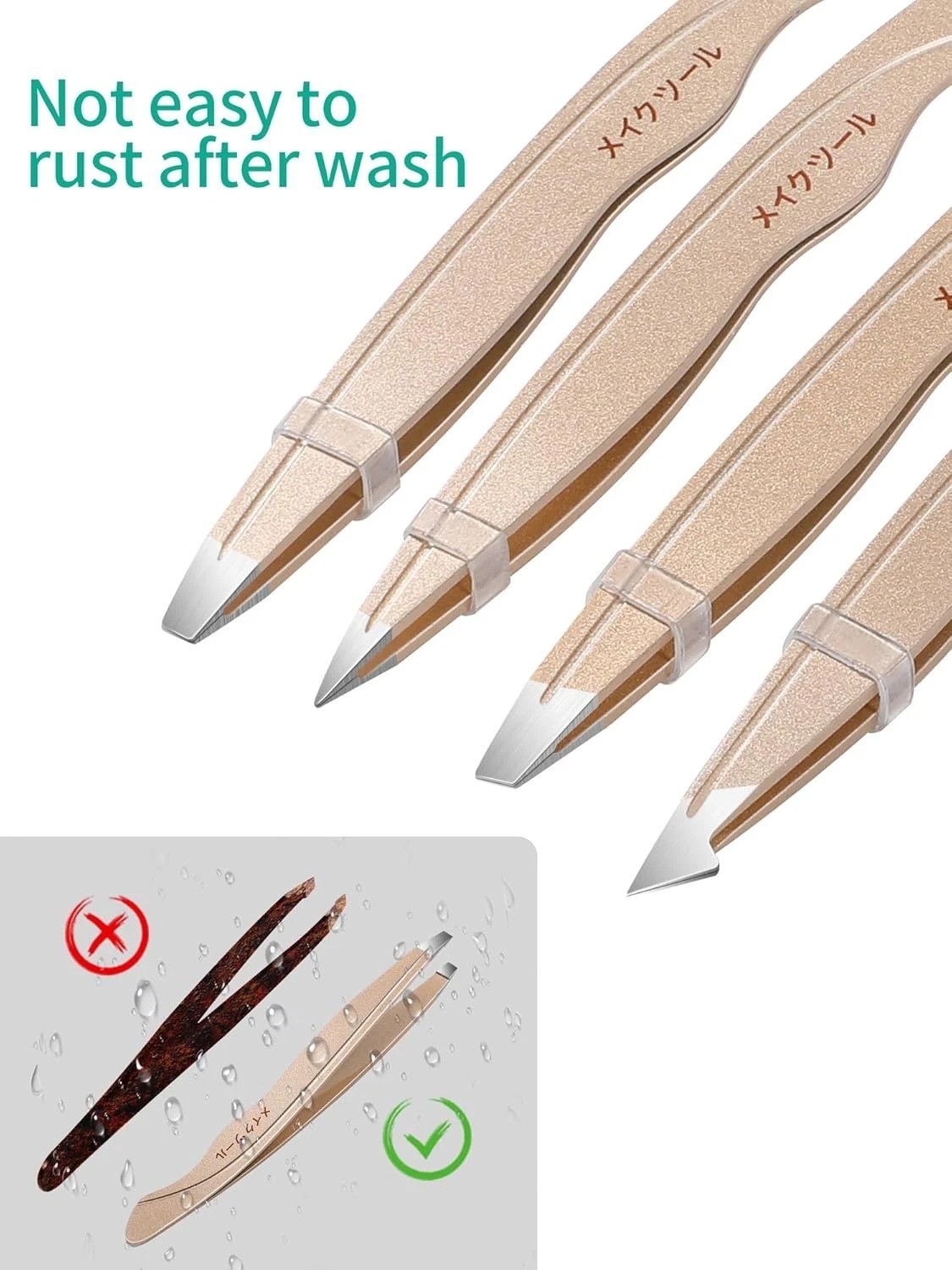 Tweezers Set for Women Facial Hair: Stocking Stuffers 4Pcs Stainless Steel Eyebr