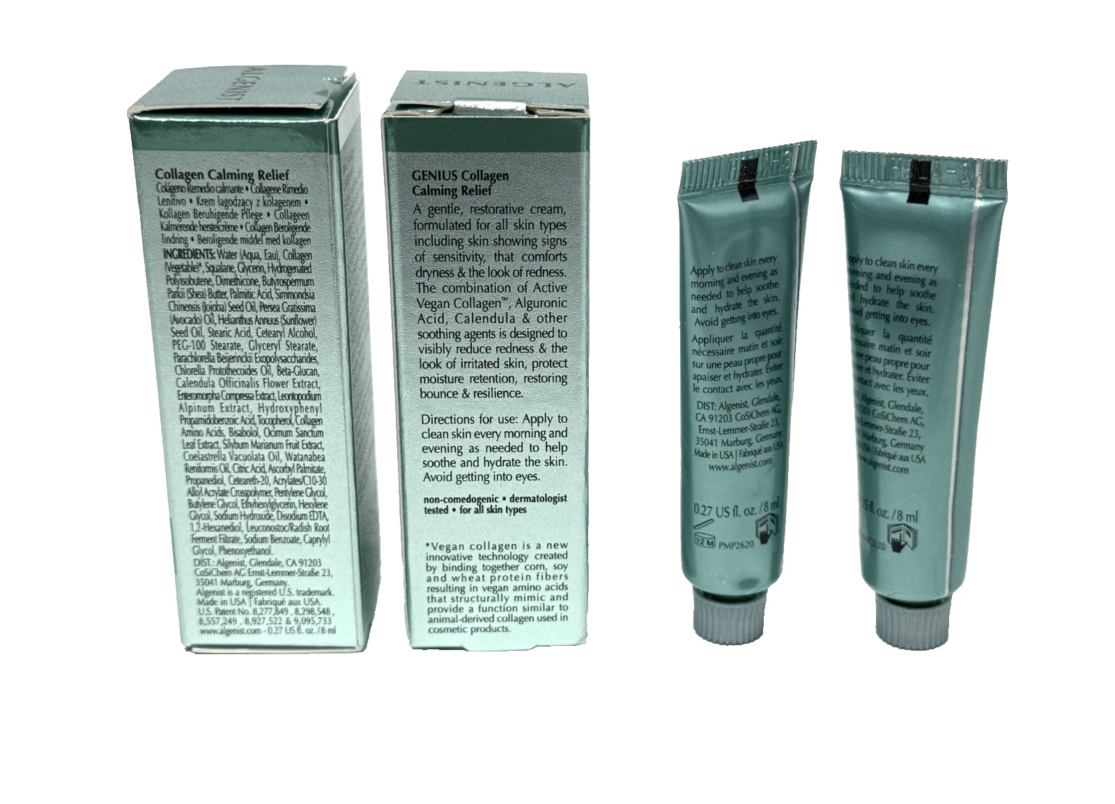 ALGENIST Genius COLLAGEN Calming Relief LOT 2 x .27 OzTravel NEW wBOX FREE SHIP