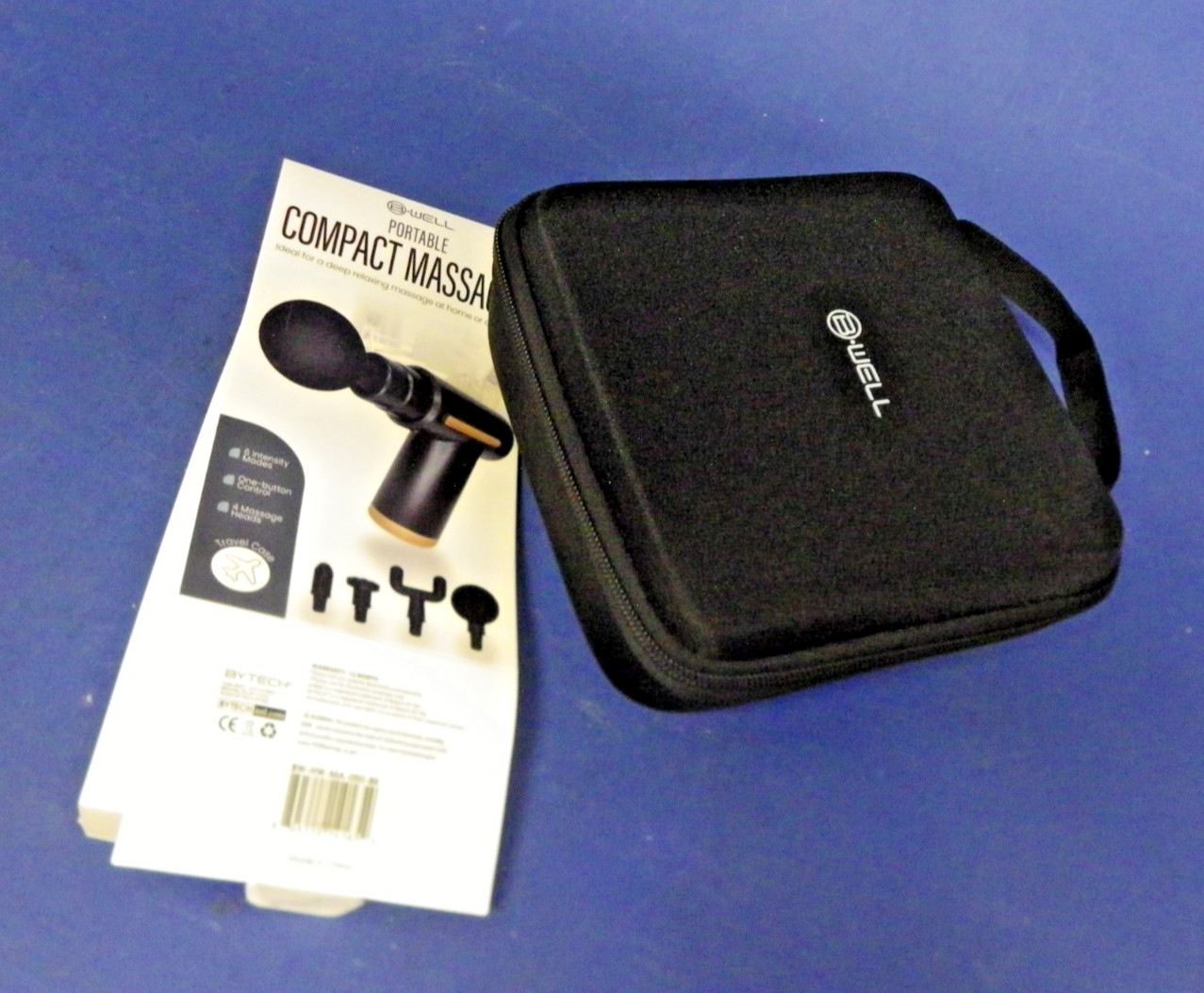 B-Well Portable Compact Massager 4 Massage Heads 6 Intensity Modes w/Case New