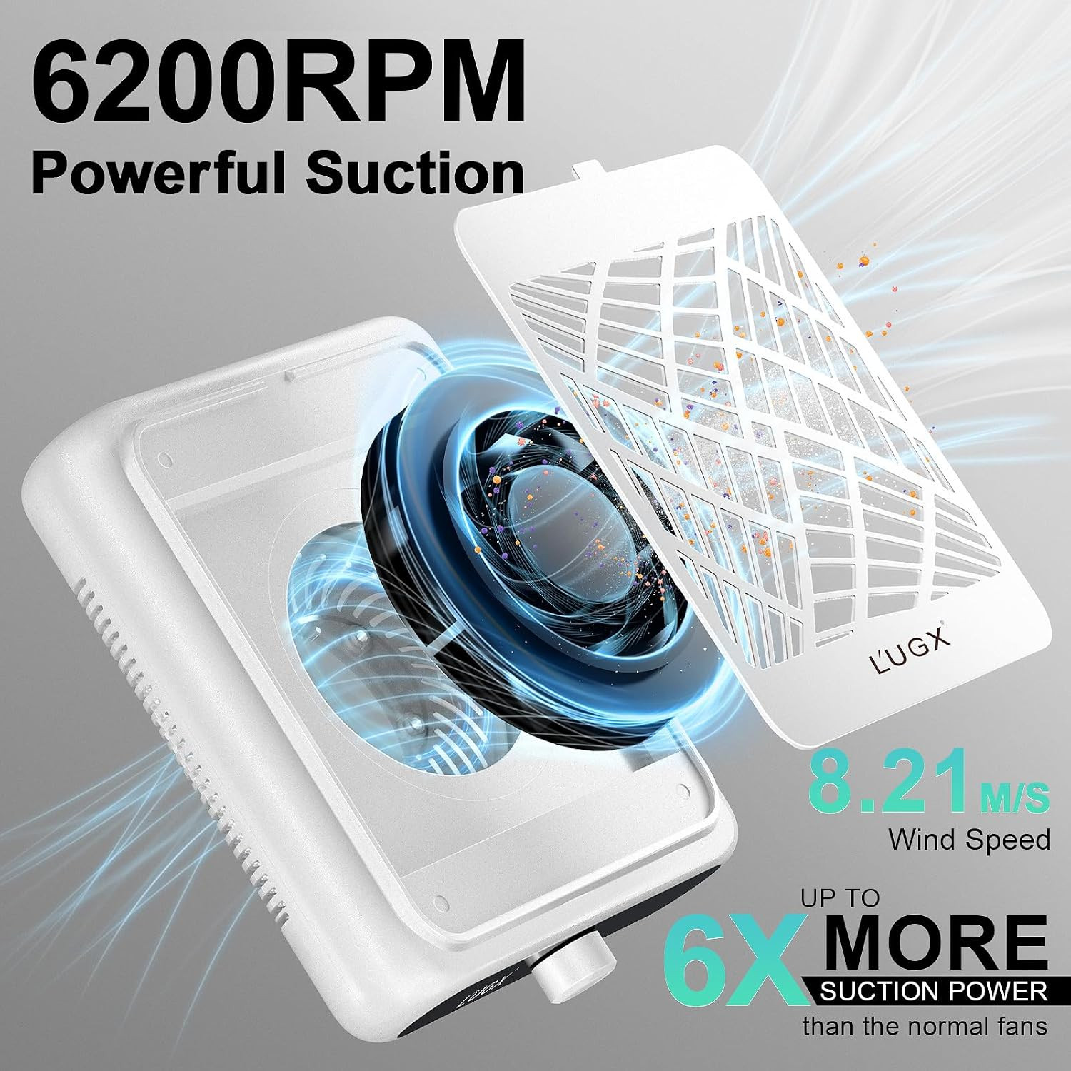 Rechargeable Nail Dust Collector with 2 Reusable Filter, Professional Nail Vacuu