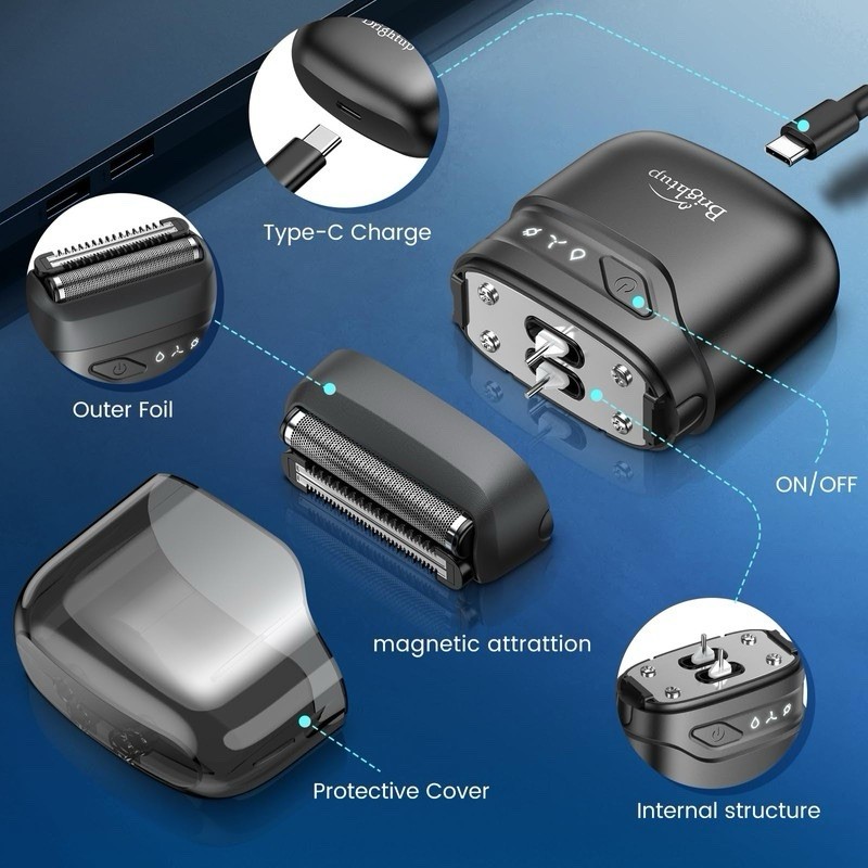Brightup Electric Foil Shavers for Men, Mini Electric Razor for Shaving Face