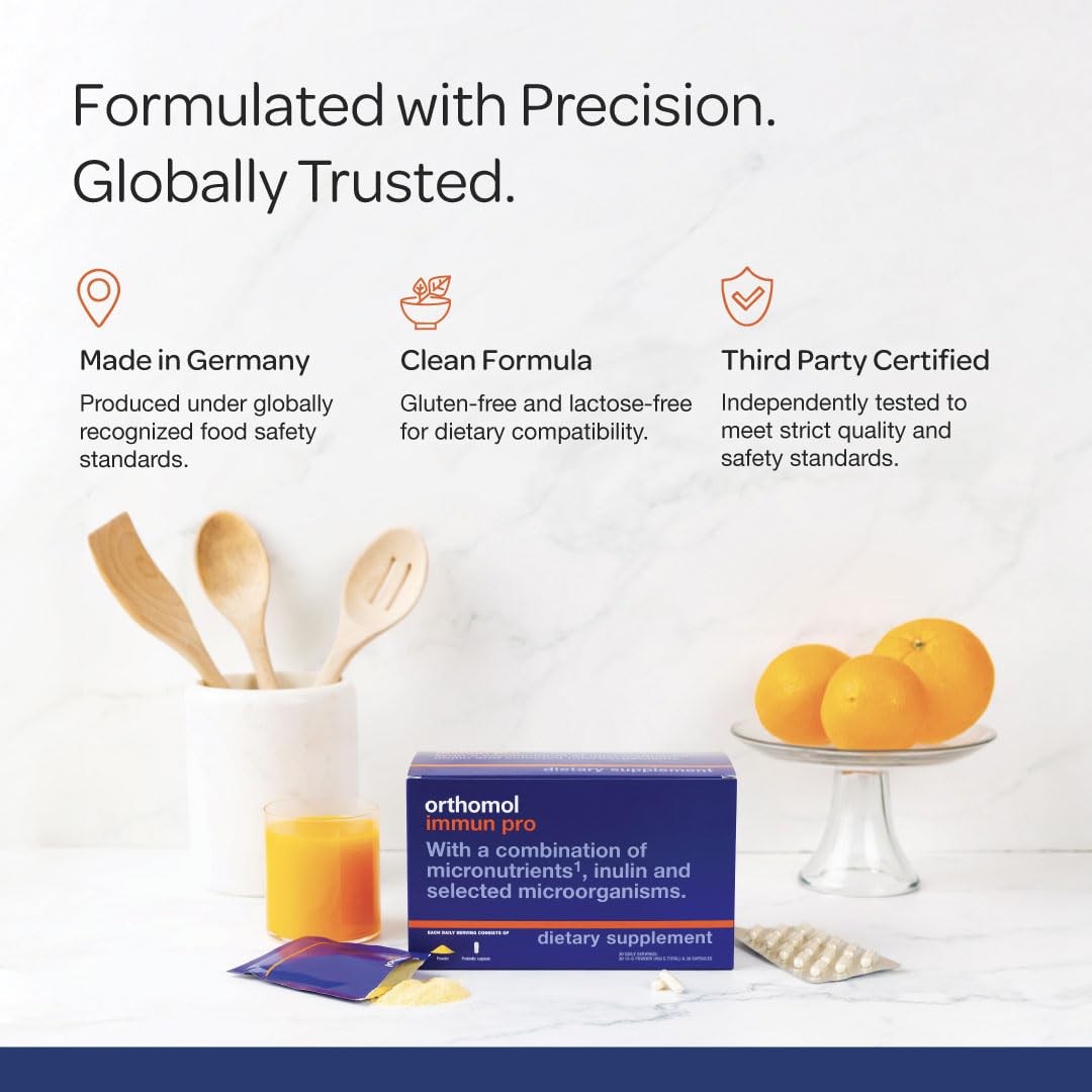 Orthomol Immun Pro Immune Support Gut Health Powder Capsules For Adults