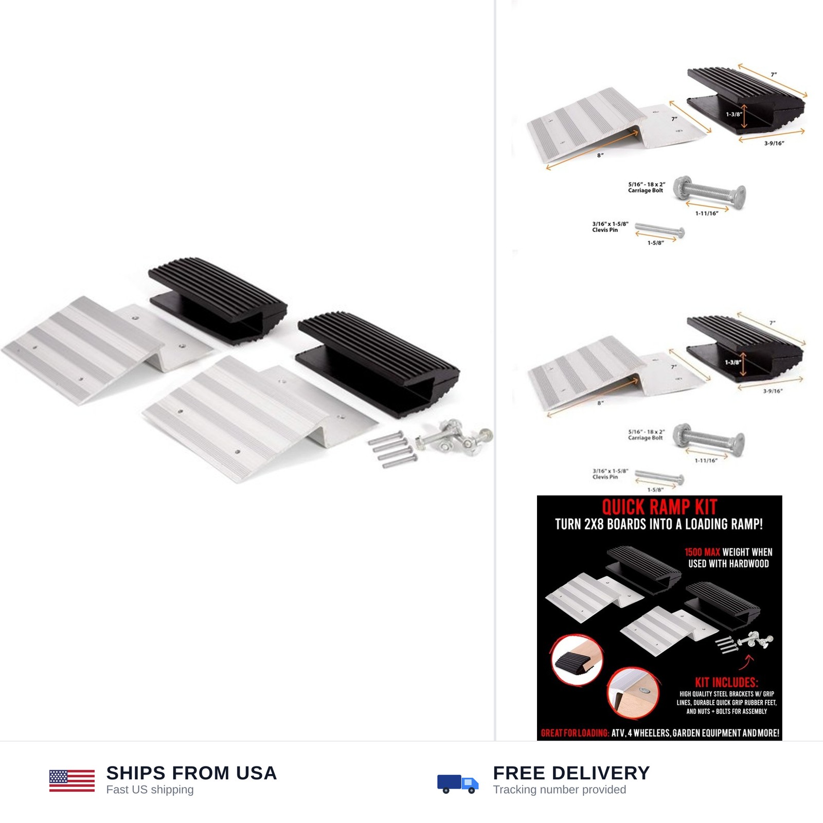 AFA Tooling 2×8 Ramp Kit, Aluminum Ends, Rubber Feet, 1500 lb Capacity | Ramp…