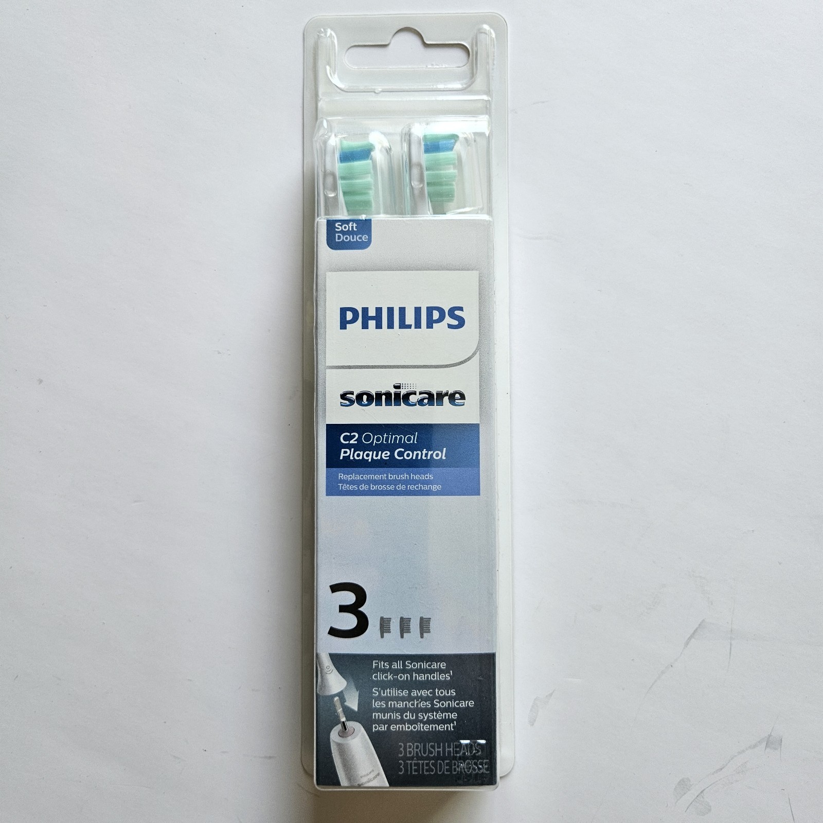 Philips Sonicare C2 Optimal Plaque Control Brush Heads 3 Pack White HX9023/65