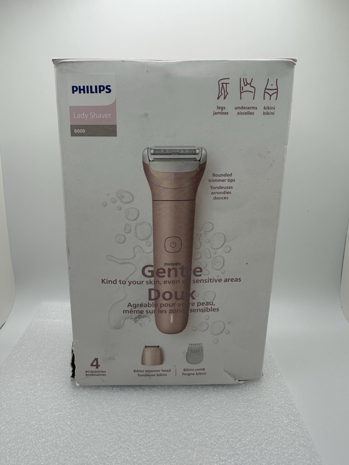 Phillips Lady Shaver Series 6000 Cordless, Inc Trimmer And Combs + 3 Accesories