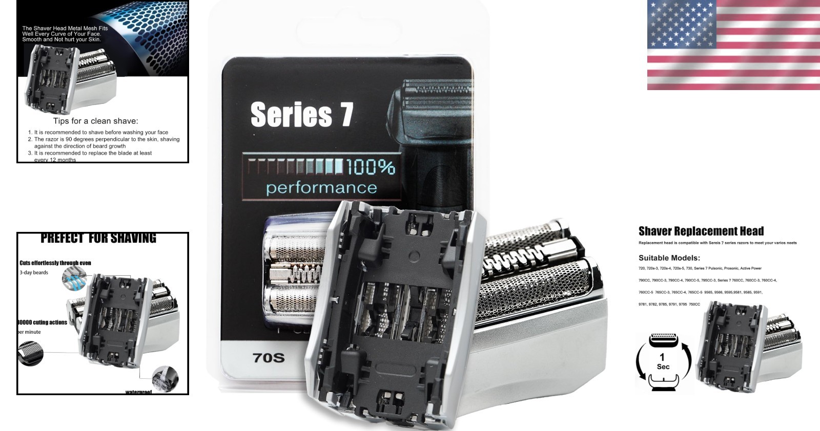 70S Series 7 Replacement Head Compatible with Braun Series 7 Replacement Head…