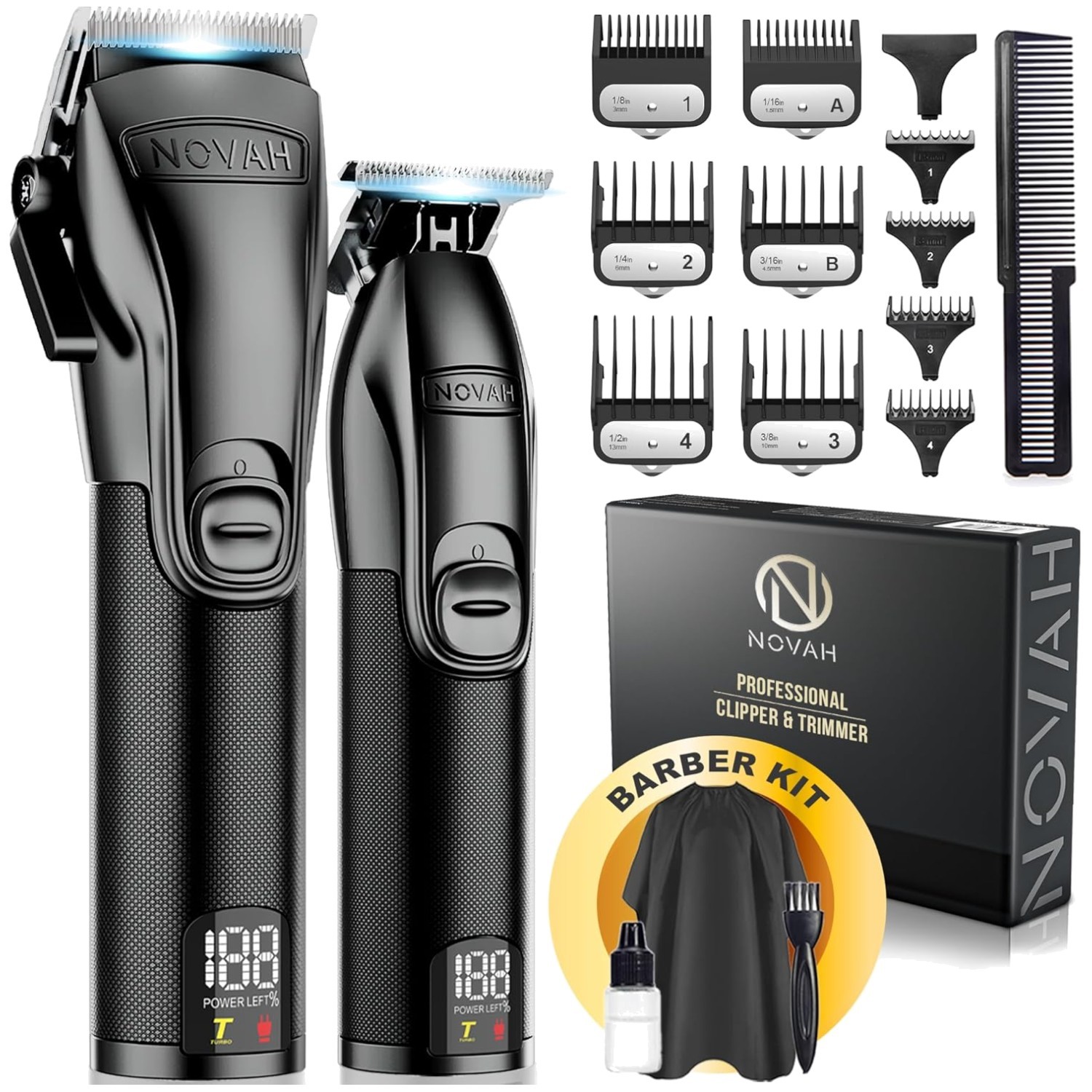 Novah Professional Hair Clippers Set – Cordless Trimmer Kit