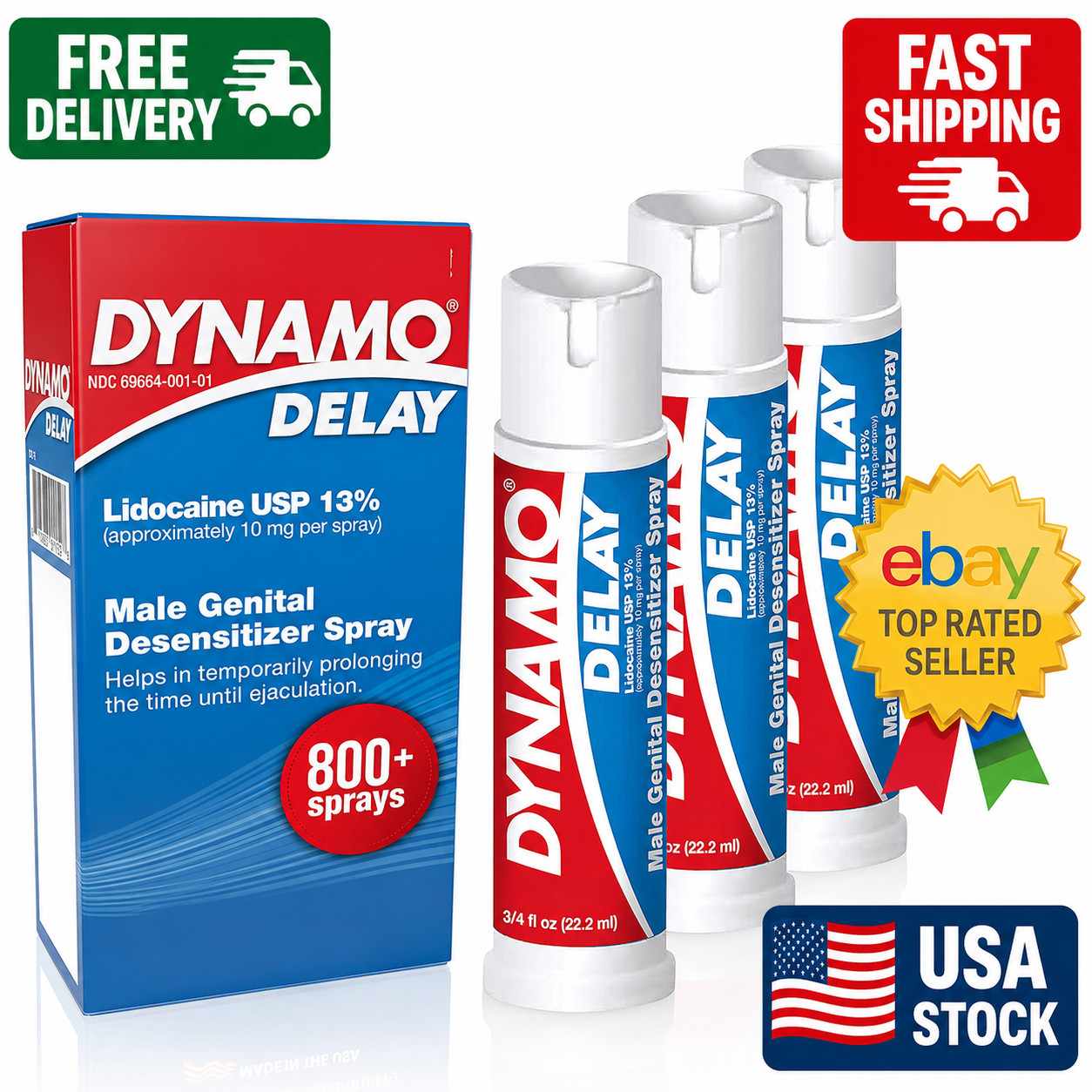 3 Pack Long Lasting Pleasure Enhancer Spray For Men Last Longer in Bed Delay