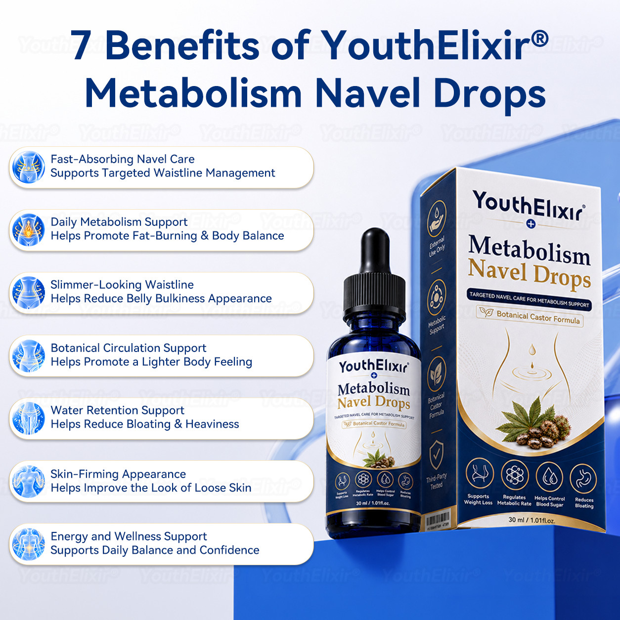 YouthElixir Metabolism Navel Drops Natural Botanical Transdermal Body Wellness O
