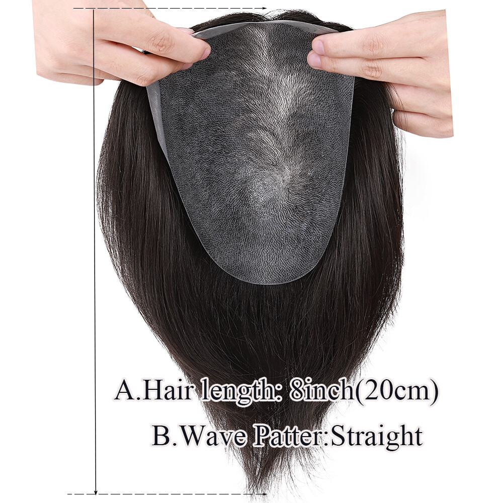 Men Short 1cm Buzz Cut Toupee Replacement System Virgin Human Hair Transparent G