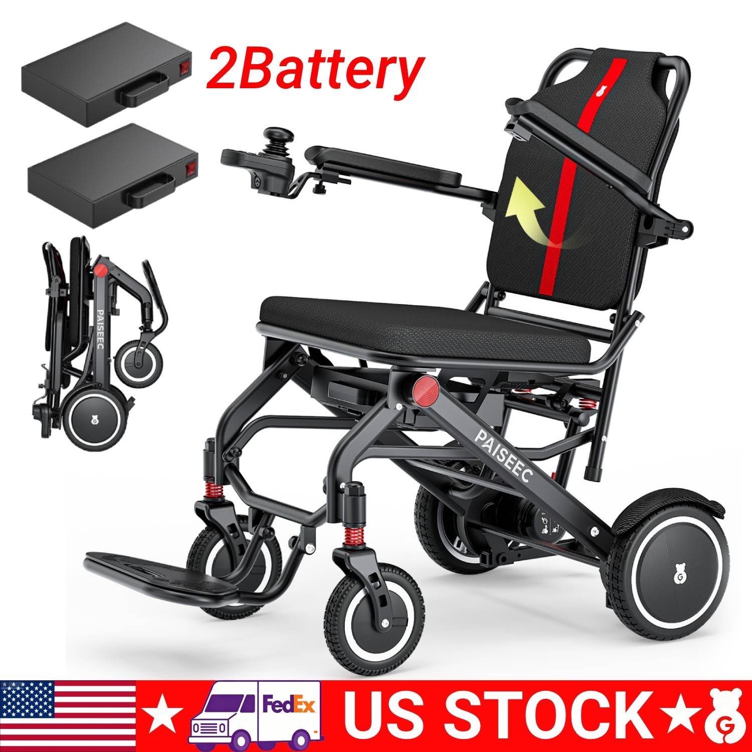Lightweight Electric Wheelchairs for Adults & Seniors Foldable 22 Miles Range