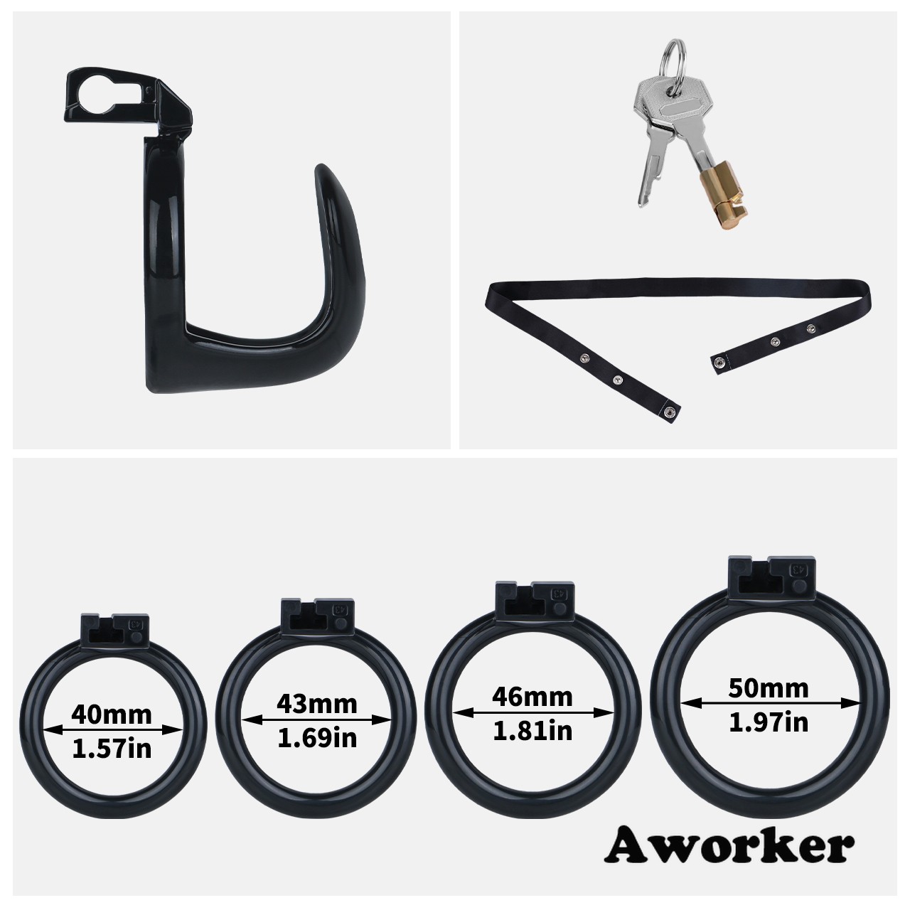 Premium ABS Plastic Male Chastity Cage Device with 4 Sizes Rings Bondage for Men