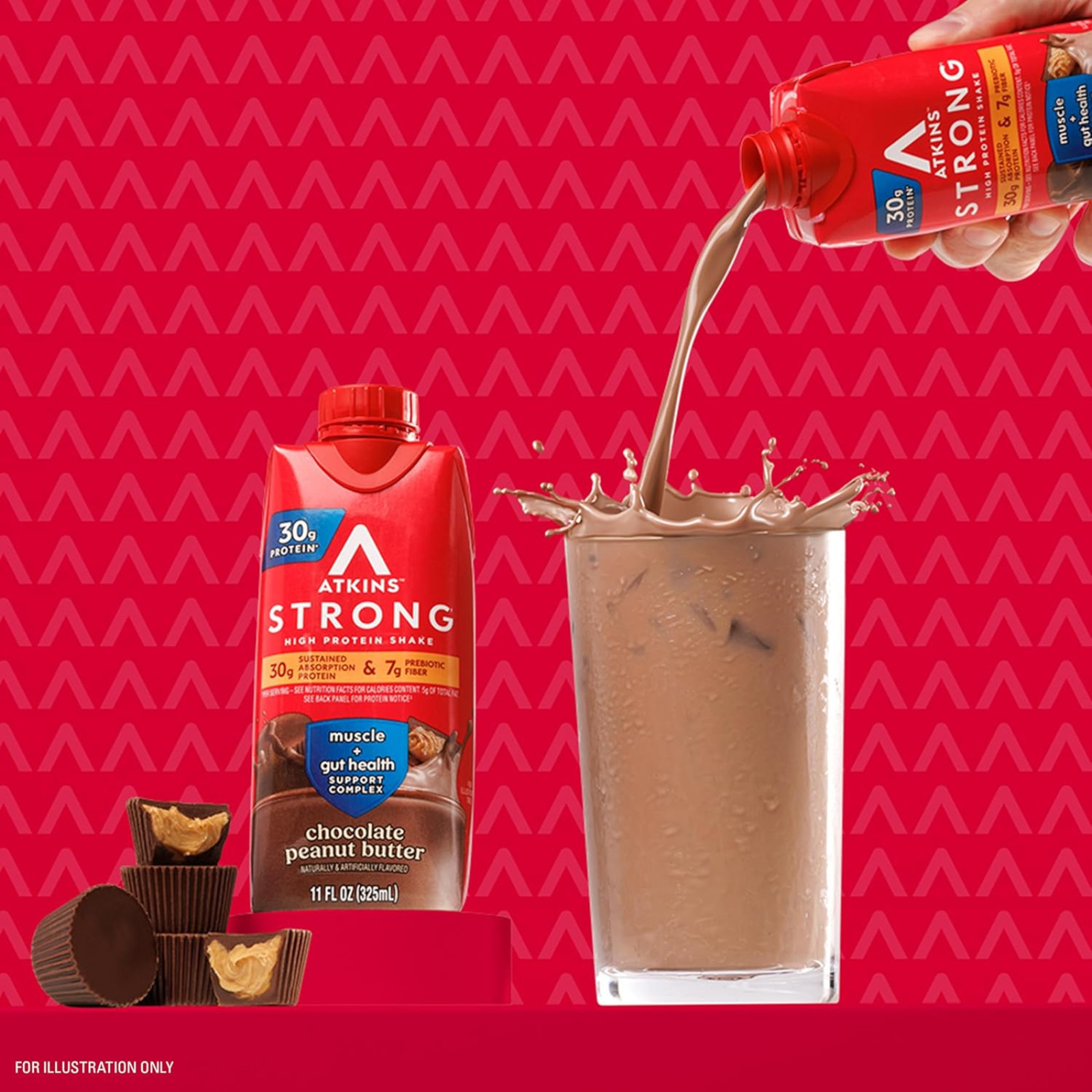 (3 Pack of 4 count) Atkins Strong High Protein Shake, Milk Chocolate, 30g