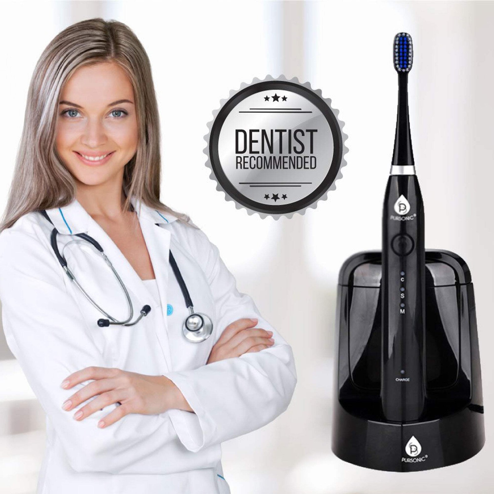 Pursonic S750 Sonic Smart Series Electronic Power Rechargeable Battery Toothbrus