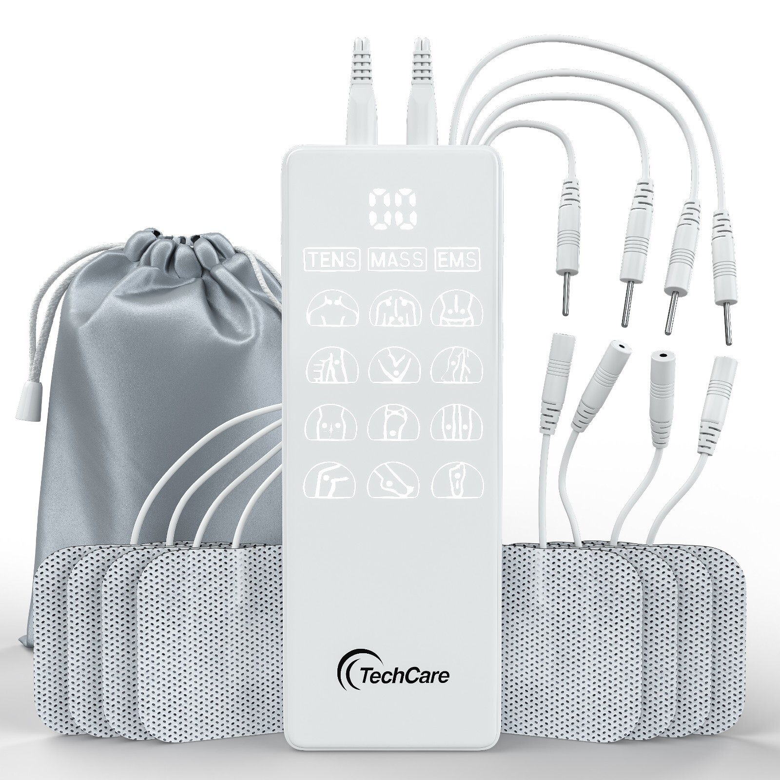 Tens Unit Muscle Stimulator 4 Channel Device Rechargeable Lightweight