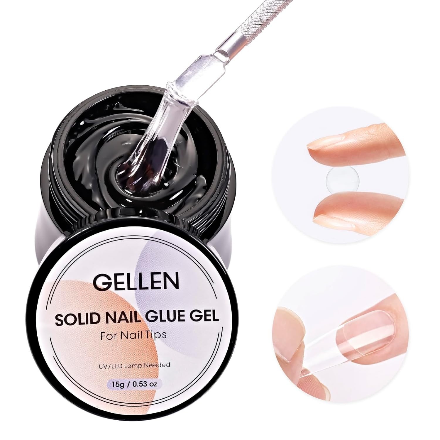 Solid Nail Glue Gel for False Nail Tips, Huge Capacity 15g Press on Solid Acr…