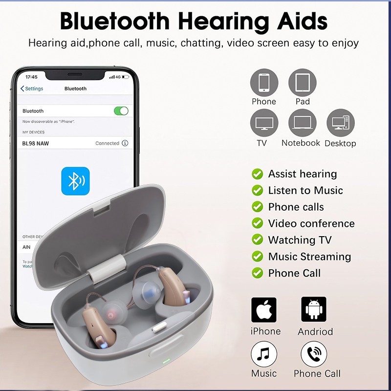 HighPower Bluetooth RechargeableHearing Aids For Seniors Fit Severe HearingLoss
