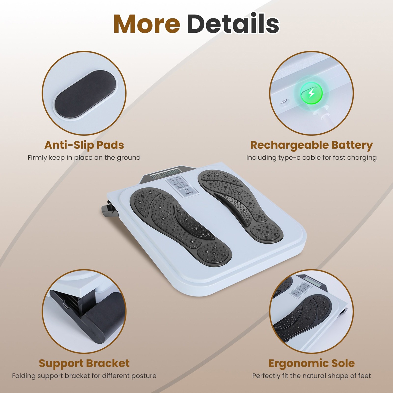 TENS Foot Circulation EMS Pain Relief Relaxation Massage Legs 10 Modes 50 Levels