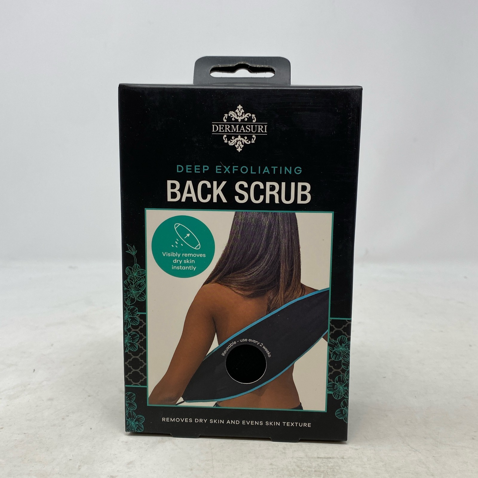 Dermasuri Deep Exfoliating Back Scrub Black 27x8in 1ct