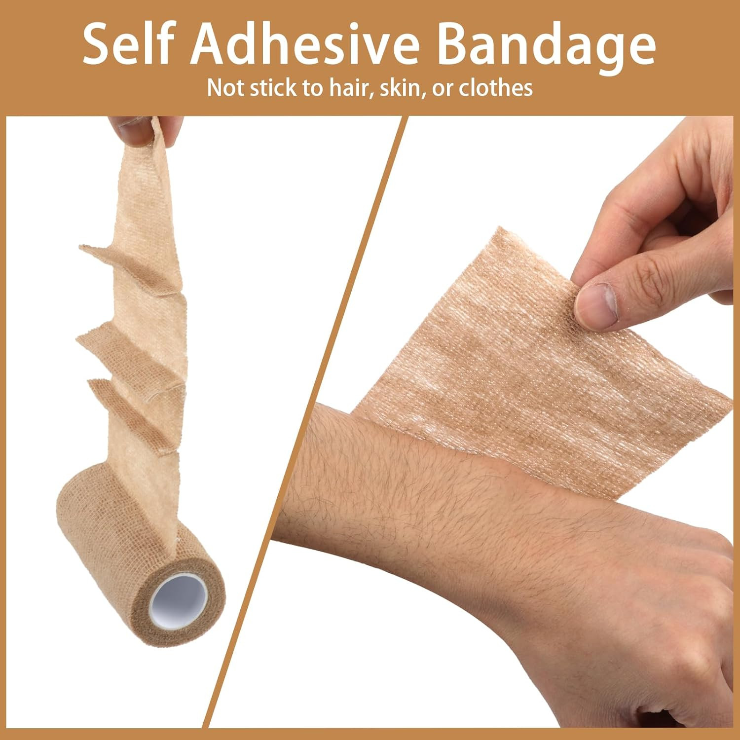 BEVTEE Self Adhesive Bandage Wrap 6 Pack, 4″ X 5 Yards Elastic Medical Coban Wra