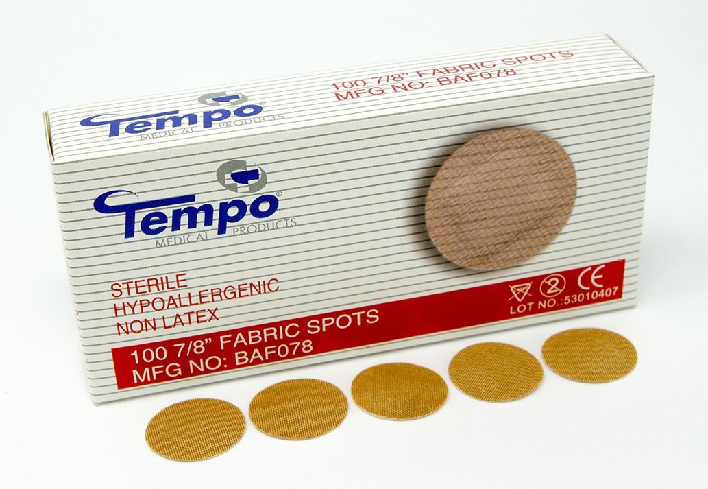 Tempo Adhesive Fabric Spot Bandage 7/8”, Sterile, Non 100 Count (Pack of 1)