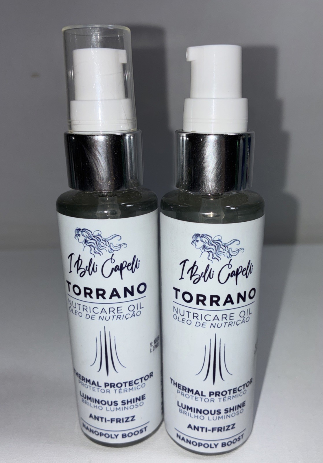 Lot Of 2-I Belli Capelli Torrano NutriCare Oils, Anti Frizz,Thermal Shine 2fl Oz