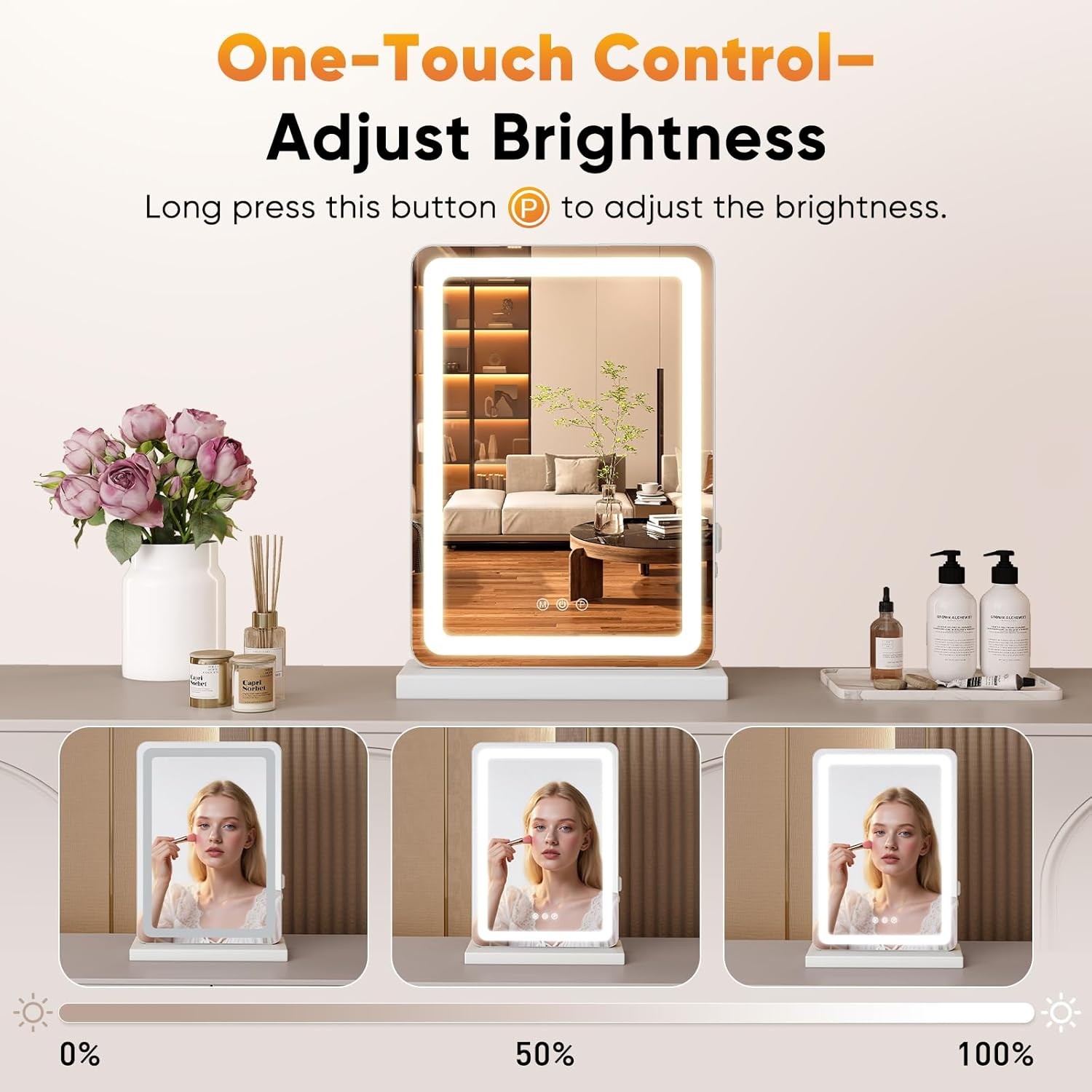 LED Vanity Mirror w/ USB Charging,Dimmable 3 Color Lights,w/ Smart Touch Control