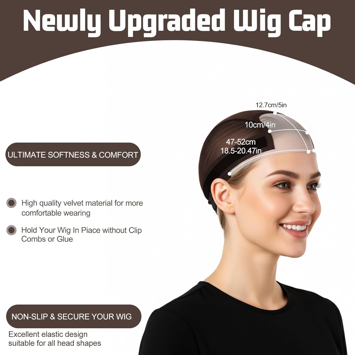 Non Slip, Glue less Wig Grip Cap with 4×5 Transparent Swiss Lace Front