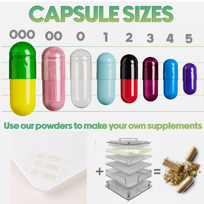 Size 00 Empty Capsules 1000 Count Gelatin Separated Clear for DIY Filling