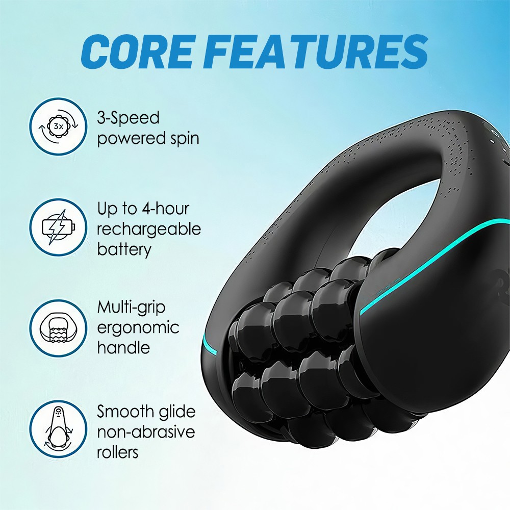Electric Handheld Rolling Massager Rechargeable 3-Speed Spin Percussive Massager