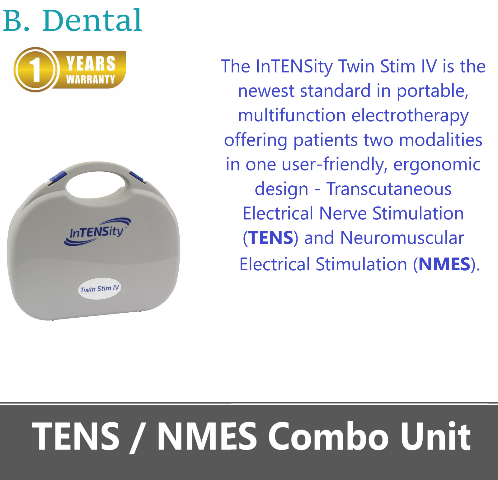 Muscle DIGITAL DEVICE InTENSity Twin Stim IV, 1 Year Wrnty, NEMS Complete, NEW