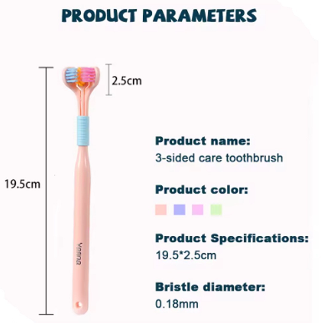 THREE SIDED V-SHAPED TOOTHBRUSH–SOFT BRISTLE TOOTHBRUSH W/ TONGUE SCRAPPER