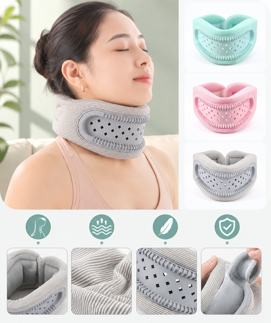 Adjustable Foam Neck Support Collar Soft Sponge Comfort Wrap Adult Unisex White