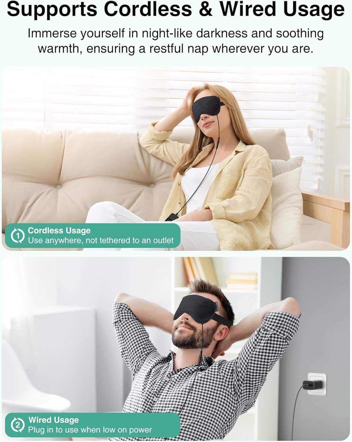 Medcursor Heated Eye Mask – Rechargeable Electric Eye Mask For Dry Eyes 2500