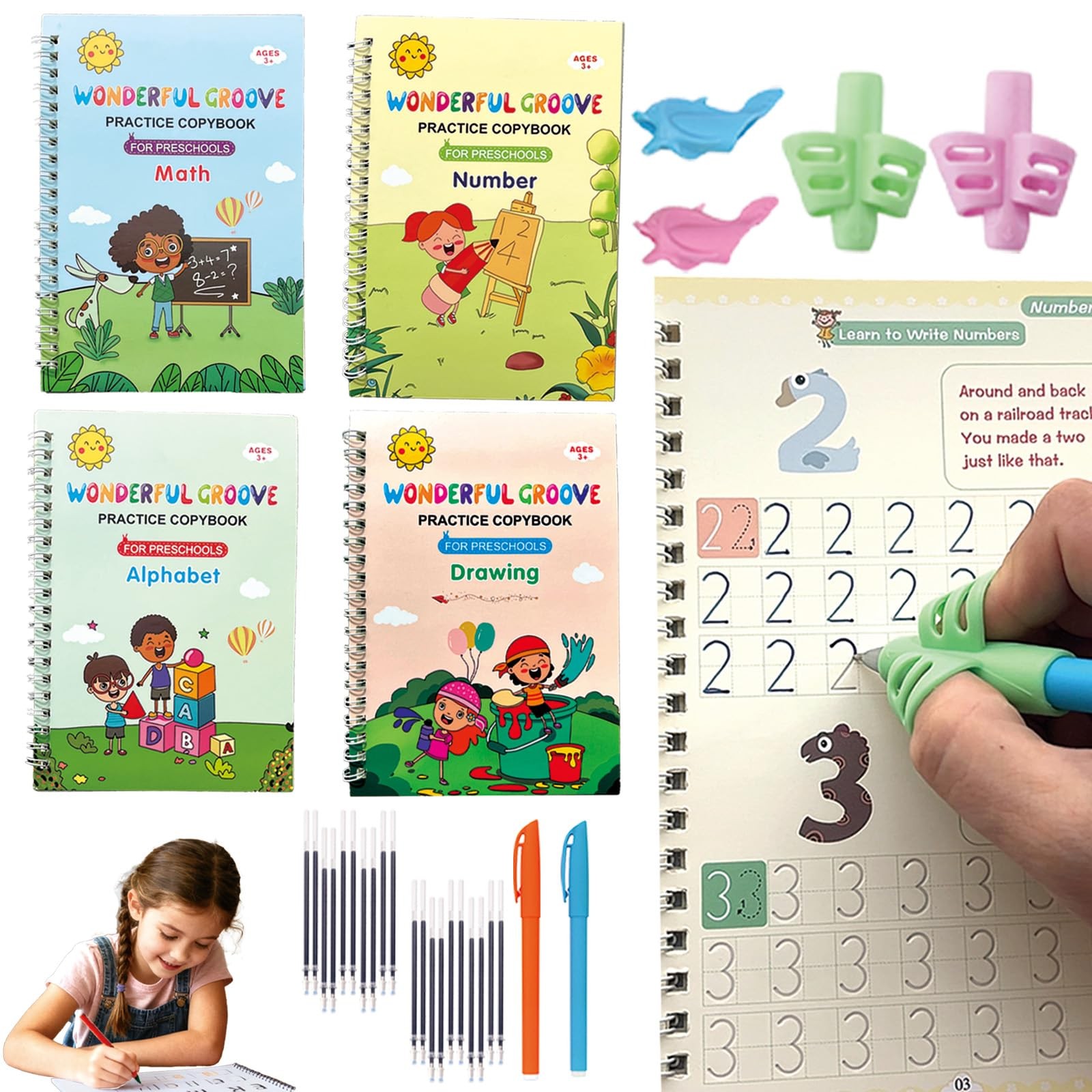 Lmbibhyh Magic Grooved Handwriting Practice Book for Kids 3-5 Years | Tiny…