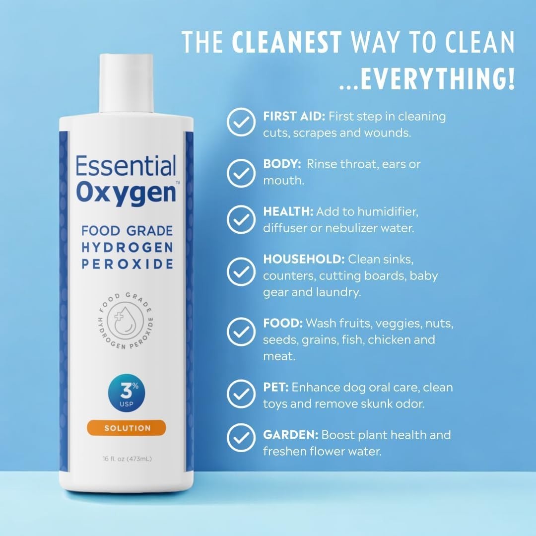 Natural 16 Oz Hydrogen Peroxide Cleaner – Non-Toxic and Safe for All Uses