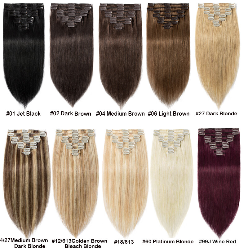 CLEARANCE 100% Human Hair Extensions Clip In Real Remy Hair Extensions Full Head