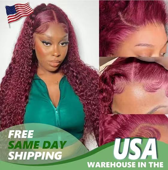Burgundy 99J Human Hair 200% Density Human Hair 5×5 Water Wave