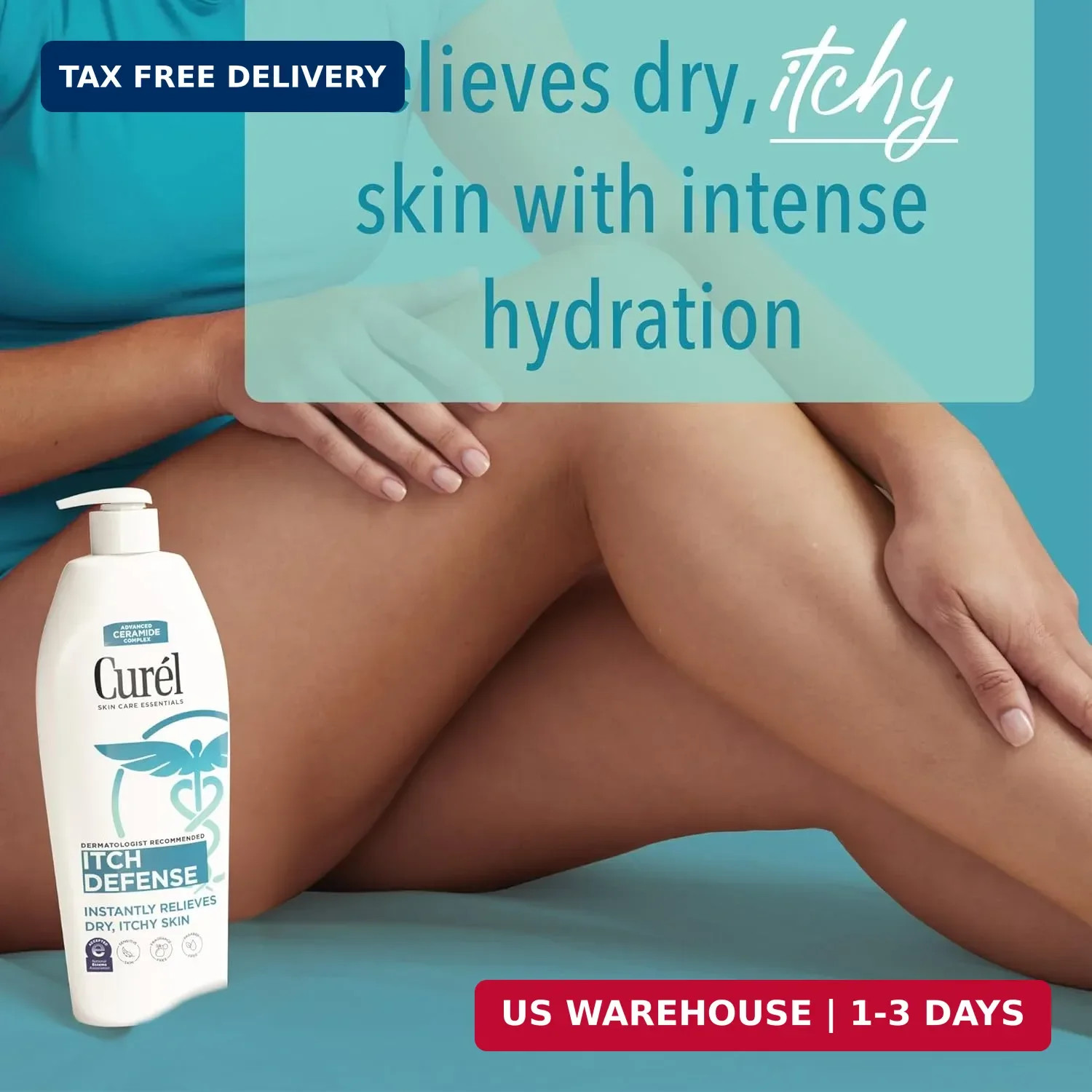 Curel Itch Defense Lotion for Sensitive and Dry Skin, Hand and Body Lotion that
