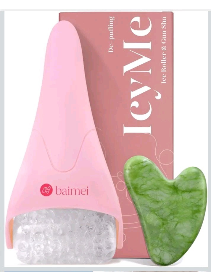 Baimei Icyme Ice Roller for Face and Gua Sha Facial Tool Set, Ice Face Roller
