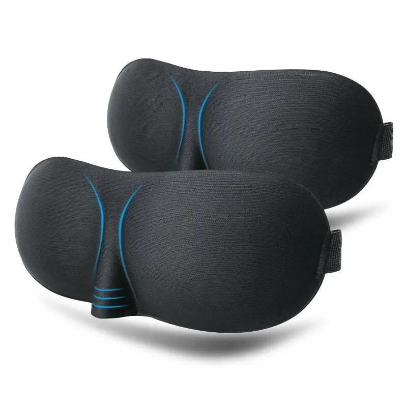 2 Pack Travel 3D Eye Mask Sleep Soft Padded Shade Cover Rest Relax Blindfold