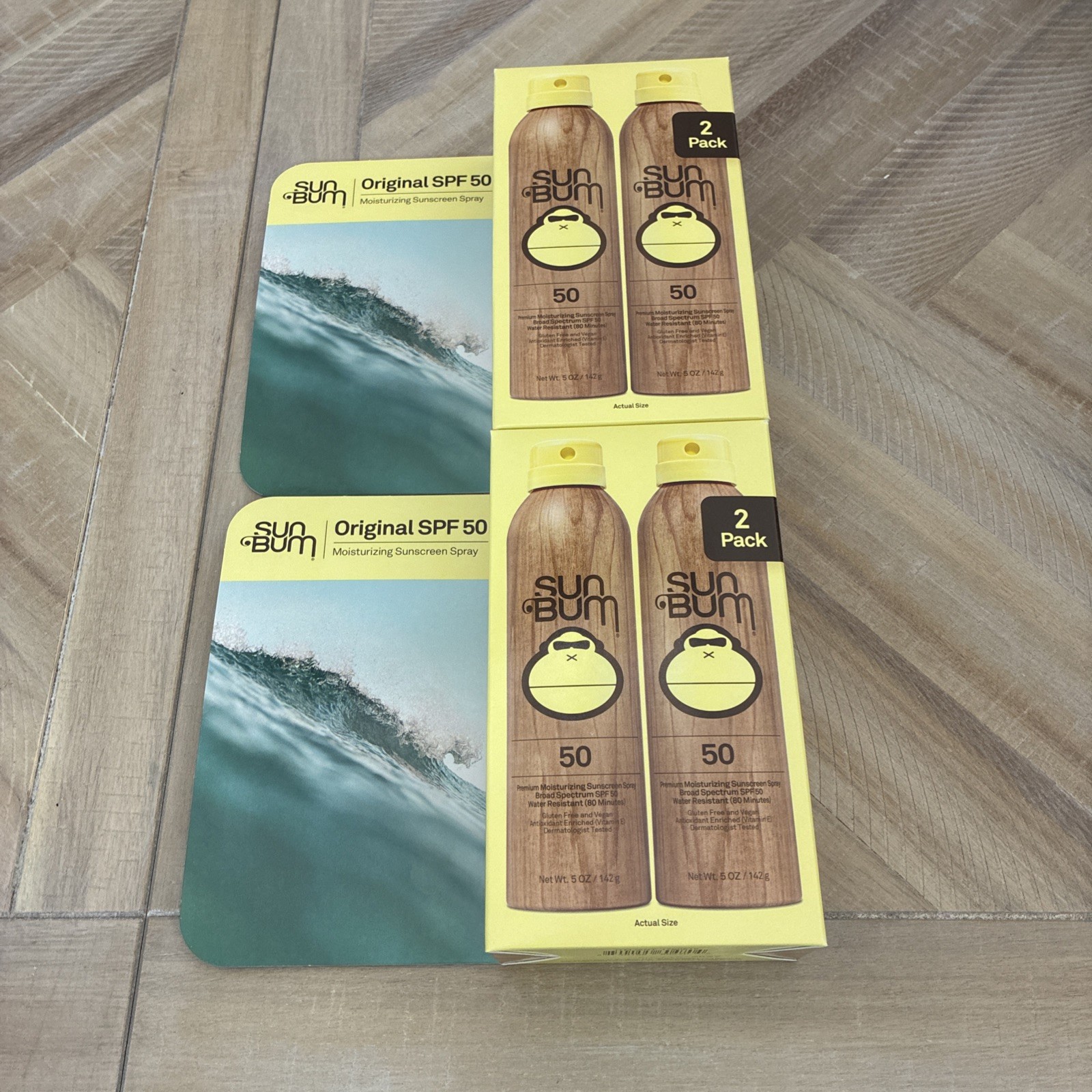 Sun Bum Original SPF 50 Moisturizing Sunscreen Spray – Lot of 4 (2 packs of 2)